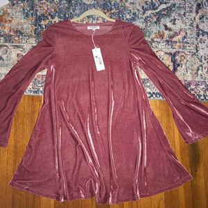 Pink Velvet Shirt Dress